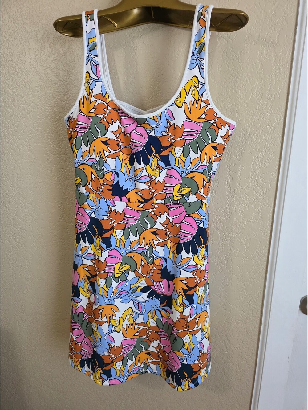 Unique Bailey 44 Sport Floral Print Tank Dress with Built in Bra Size Large